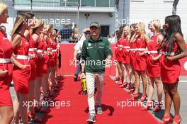 Charles Pic (FRA) Caterham on the drivers parade. 07.07.2013. Formula 1 World Championship, Rd 9, German Grand Prix, Nurburgring, Germany, Race Day.