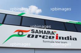 Sahara Force India F1 Team logo on a team truck. 07.07.2013. Formula 1 World Championship, Rd 9, German Grand Prix, Nurburgring, Germany, Race Day.