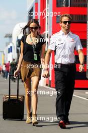 Jenson Button (GBR) McLaren with girlfriend Jessica Michibata (JPN). 07.07.2013. Formula 1 World Championship, Rd 9, German Grand Prix, Nurburgring, Germany, Race Day.