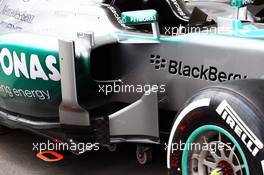 Mercedes AMG F1 W04 sidepod detail. 04.07.2013. Formula 1 World Championship, Rd 9, German Grand Prix, Nurburgring, Germany, Preparation Day.