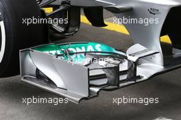 Mercedes AMG F1 W04 front wing detail. 04.07.2013. Formula 1 World Championship, Rd 9, German Grand Prix, Nurburgring, Germany, Preparation Day.