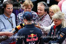 Sebastian Vettel (GER) Red Bull Racing with the media. 04.07.2013. Formula 1 World Championship, Rd 9, German Grand Prix, Nurburgring, Germany, Preparation Day.