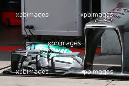 Mercedes AMG F1 W04 front wing. 04.07.2013. Formula 1 World Championship, Rd 9, German Grand Prix, Nurburgring, Germany, Preparation Day.