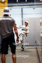 Nico Rosberg (GER) Mercedes AMG F1 practices his football skills with Daniel Schloesser (GER) Mercedes AMG F1 Physio. 26.07.2013. Formula 1 World Championship, Rd 10, Hungarian Grand Prix, Budapest, Hungary, Practice Day