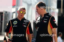 (L to R): Kimi Raikkonen (FIN) Lotus F1 Team with Alan Permane (GBR) Lotus F1 Team Trackside Operations Director. 26.07.2013. Formula 1 World Championship, Rd 10, Hungarian Grand Prix, Budapest, Hungary, Practice Day