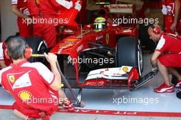 Felipe Massa (BRA) Ferrari F138 in the pits. 26.07.2013. Formula 1 World Championship, Rd 10, Hungarian Grand Prix, Budapest, Hungary, Practice Day