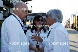 Bernie Ecclestone (GBR) CEO Formula One Group (FOM) with Peter Gerstl (HUN) Hungaroring Circuit (Left). 26.07.2013. Formula 1 World Championship, Rd 10, Hungarian Grand Prix, Budapest, Hungary, Practice Day