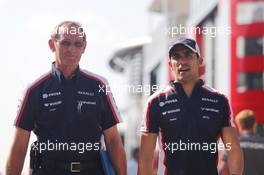 (L to R): Dickie Standford (GBR) Williams Team Manager with Pastor Maldonado (VEN) Williams. 26.07.2013. Formula 1 World Championship, Rd 10, Hungarian Grand Prix, Budapest, Hungary, Practice Day