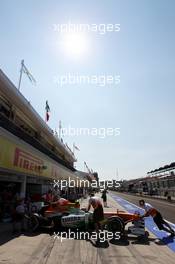 Adrian Sutil (GER) Sahara Force India VJM06 in the pits. 26.07.2013. Formula 1 World Championship, Rd 10, Hungarian Grand Prix, Budapest, Hungary, Practice Day