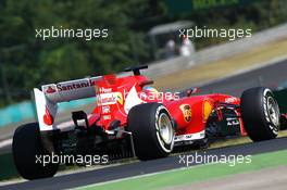 Fernando Alonso (ESP) Ferrari F138 running sensor equipment on the rear diffuser. 26.07.2013. Formula 1 World Championship, Rd 10, Hungarian Grand Prix, Budapest, Hungary, Practice Day