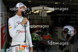 Adrian Sutil (GER) Sahara Force India reporting for Sky Sports. 26.07.2013. Formula 1 World Championship, Rd 10, Hungarian Grand Prix, Budapest, Hungary, Practice Day