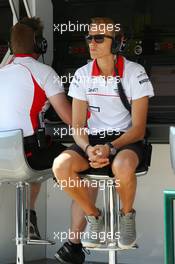 Max Chilton (GBR) Marussia F1 Team on the pit gantry. 26.07.2013. Formula 1 World Championship, Rd 10, Hungarian Grand Prix, Budapest, Hungary, Practice Day