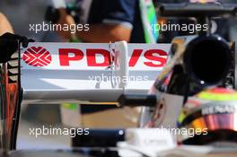 Pastor Maldonado (VEN) Williams FW35 rear wing detail. 26.07.2013. Formula 1 World Championship, Rd 10, Hungarian Grand Prix, Budapest, Hungary, Practice Day