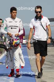 Rodolfo Gonzalez (VEN) Marussia F1 Team Reserve Driver with Sam Village (GBR) Marussia F1 Team. 26.07.2013. Formula 1 World Championship, Rd 10, Hungarian Grand Prix, Budapest, Hungary, Practice Day