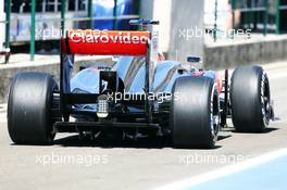 Jenson Button (GBR) McLaren MP4-28 rear diffuser. 26.07.2013. Formula 1 World Championship, Rd 10, Hungarian Grand Prix, Budapest, Hungary, Practice Day