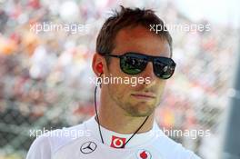 Jenson Button (GBR) McLaren on the grid. 28.07.2013. Formula 1 World Championship, Rd 10, Hungarian Grand Prix, Budapest, Hungary, Race Day