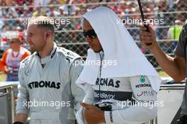 Lewis Hamilton (GBR) Mercedes AMG F1 on the grid. 28.07.2013. Formula 1 World Championship, Rd 10, Hungarian Grand Prix, Budapest, Hungary, Race Day