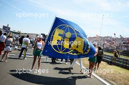 Grid girls with the FIA Flag. 28.07.2013. Formula 1 World Championship, Rd 10, Hungarian Grand Prix, Budapest, Hungary, Race Day