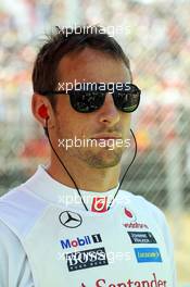 Jenson Button (GBR) McLaren on the grid. 28.07.2013. Formula 1 World Championship, Rd 10, Hungarian Grand Prix, Budapest, Hungary, Race Day