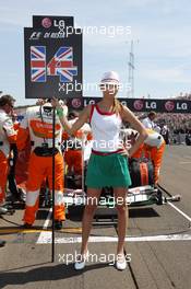 Grid girl for Paul di Resta (GBR) Sahara Force India VJM06. 28.07.2013. Formula 1 World Championship, Rd 10, Hungarian Grand Prix, Budapest, Hungary, Race Day