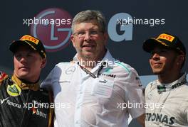 Kimi Raikkonen (FIN), Lotus F1 Team, Ross Brawn (GBR), Mercedes GP, Technical Director and Lewis Hamilton (GBR), Mercedes Grand Prix  28.07.2013. Formula 1 World Championship, Rd 10, Hungarian Grand Prix, Budapest, Hungary, Race Day