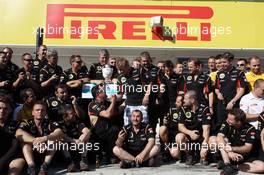 Kimi Raikkonen (FIN) Lotus F1 Team celebrates his second position with the team. 28.07.2013. Formula 1 World Championship, Rd 10, Hungarian Grand Prix, Budapest, Hungary, Race Day