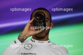 Race winner Lewis Hamilton (GBR) Mercedes AMG F1 in the FIA Press Conference. 28.07.2013. Formula 1 World Championship, Rd 10, Hungarian Grand Prix, Budapest, Hungary, Race Day