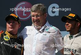 Kimi Raikkonen (FIN), Lotus F1 Team, Ross Brawn (GBR), Mercedes GP, Technical Director  and Lewis Hamilton (GBR), Mercedes Grand Prix  28.07.2013. Formula 1 World Championship, Rd 10, Hungarian Grand Prix, Budapest, Hungary, Race Day