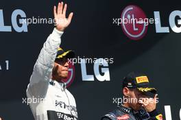 Lewis Hamilton (GBR) Mercedes AMG F1 and Sebastian Vettel (GER) Red Bull Racing. 28.07.2013. Formula 1 World Championship, Rd 10, Hungarian Grand Prix, Budapest, Hungary, Race Day