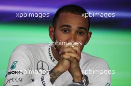 Race winner Lewis Hamilton (GBR) Mercedes AMG F1 in the FIA Press Conference. 28.07.2013. Formula 1 World Championship, Rd 10, Hungarian Grand Prix, Budapest, Hungary, Race Day