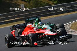 Jules Bianchi (FRA) Marussia F1 Team MR02 abd Charles Pic (FRA) Caterham CT03. 28.07.2013. Formula 1 World Championship, Rd 10, Hungarian Grand Prix, Budapest, Hungary, Race Day