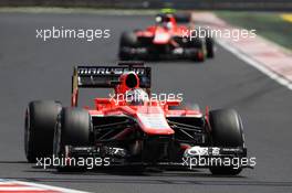 Jules Bianchi (FRA) Marussia F1 Team MR02 leads team mate Max Chilton (GBR) Marussia F1 Team MR02. 28.07.2013. Formula 1 World Championship, Rd 10, Hungarian Grand Prix, Budapest, Hungary, Race Day