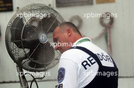 Paddock security keeps his cool in a hot paddock. 27.07.2013. Formula 1 World Championship, Rd 10, Hungarian Grand Prix, Budapest, Hungary, Qualifying Day