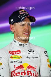 Sebastian Vettel (GER) Red Bull Racing in the FIA Press Conference. 27.07.2013. Formula 1 World Championship, Rd 10, Hungarian Grand Prix, Budapest, Hungary, Qualifying Day