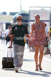 (L to R): Heikki Kovalainen (FIN) Caterham F1 Team Reserve Driver with girlfriend Catherine Hyde (GBR). 27.07.2013. Formula 1 World Championship, Rd 10, Hungarian Grand Prix, Budapest, Hungary, Qualifying Day