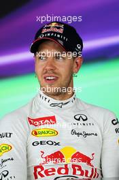 Sebastian Vettel (GER) Red Bull Racing in the FIA Press Conference. 27.07.2013. Formula 1 World Championship, Rd 10, Hungarian Grand Prix, Budapest, Hungary, Qualifying Day