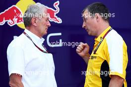 (L to R): Dr Helmut Marko (AUT) Red Bull Motorsport Consultant with Rob White (GBR) Renault Sport Deputy Managing Director (Technical). 27.07.2013. Formula 1 World Championship, Rd 10, Hungarian Grand Prix, Budapest, Hungary, Qualifying Day