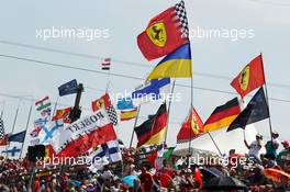 Fans and flags. 27.07.2013. Formula 1 World Championship, Rd 10, Hungarian Grand Prix, Budapest, Hungary, Qualifying Day