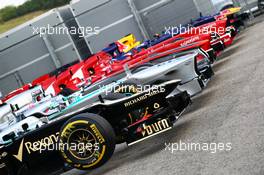 Cars lined up in parc ferme. 27.07.2013. Formula 1 World Championship, Rd 10, Hungarian Grand Prix, Budapest, Hungary, Qualifying Day