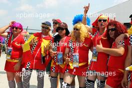 Cross dressing fans. 27.07.2013. Formula 1 World Championship, Rd 10, Hungarian Grand Prix, Budapest, Hungary, Qualifying Day