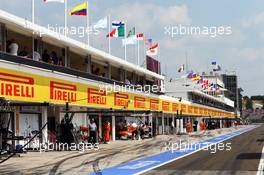 The pit lane during qualifying. 27.07.2013. Formula 1 World Championship, Rd 10, Hungarian Grand Prix, Budapest, Hungary, Qualifying Day