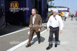 (L to R): Jean Todt (FRA) FIA President with Bernie Ecclestone (GBR) CEO Formula One Group (FOM). 27.07.2013. Formula 1 World Championship, Rd 10, Hungarian Grand Prix, Budapest, Hungary, Qualifying Day