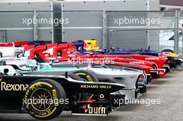 Cars lined up in parc ferme. 27.07.2013. Formula 1 World Championship, Rd 10, Hungarian Grand Prix, Budapest, Hungary, Qualifying Day