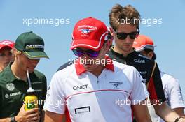 Jules Bianchi (FRA) Marussia F1 Team on the drivers parade. 28.07.2013. Formula 1 World Championship, Rd 10, Hungarian Grand Prix, Budapest, Hungary, Race Day