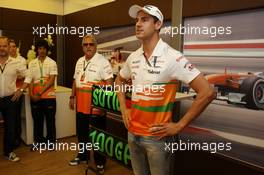 Adrian Sutil (GER) Sahara Force India F1 celebrates his 100th GP with the team. 28.07.2013. Formula 1 World Championship, Rd 10, Hungarian Grand Prix, Budapest, Hungary, Race Day