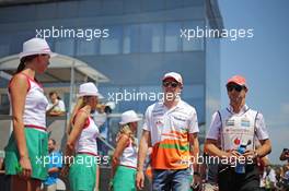 (L to R): Jenson Button (GBR) McLaren and Jenson Button (GBR) McLaren on the drivers parade. 28.07.2013. Formula 1 World Championship, Rd 10, Hungarian Grand Prix, Budapest, Hungary, Race Day