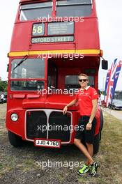 Max Chilton (GBR) Marussia F1 Team with a Routemaster Bus as part of a UK Trade and Investment initiative promoting British Business in Eastern Europe. 25.07.2013. Formula 1 World Championship, Rd 10, Hungarian Grand Prix, Budapest, Hungary, Preparation Day