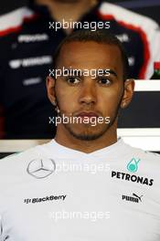 Lewis Hamilton (GBR) Mercedes AMG F1 in the FIA Press Conference. 25.07.2013. Formula 1 World Championship, Rd 10, Hungarian Grand Prix, Budapest, Hungary, Preparation Day