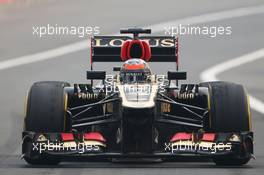 Kimi Raikkonen (FIN) Lotus F1 E21 with worn Pirelli tyres. 25.10.2013. Formula 1 World Championship, Rd 16, Indian Grand Prix, New Delhi, India, Practice Day.