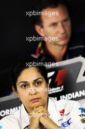 Monisha Kaltenborn (AUT) Sauber Team Principal in the FIA Press Conference. 25.10.2013. Formula 1 World Championship, Rd 16, Indian Grand Prix, New Delhi, India, Practice Day.